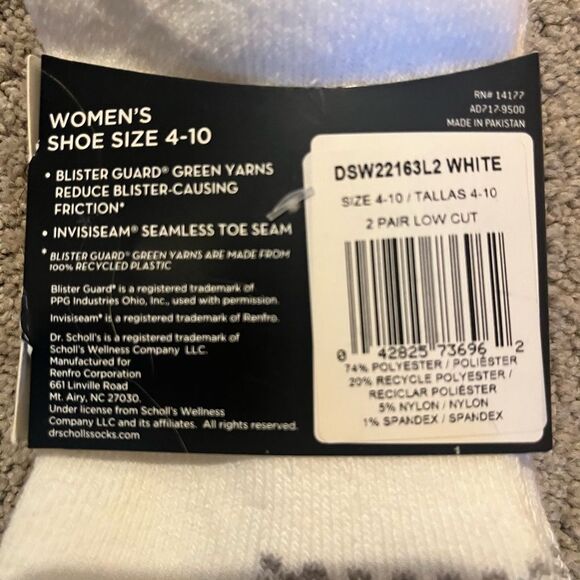 New with Tags Dr Scholls Womens Low Cut Socks Advanced Relief 2-Pair - Picture 5 of 5